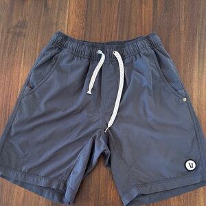 Vuori Gray Swim Shorts with White Drawstring